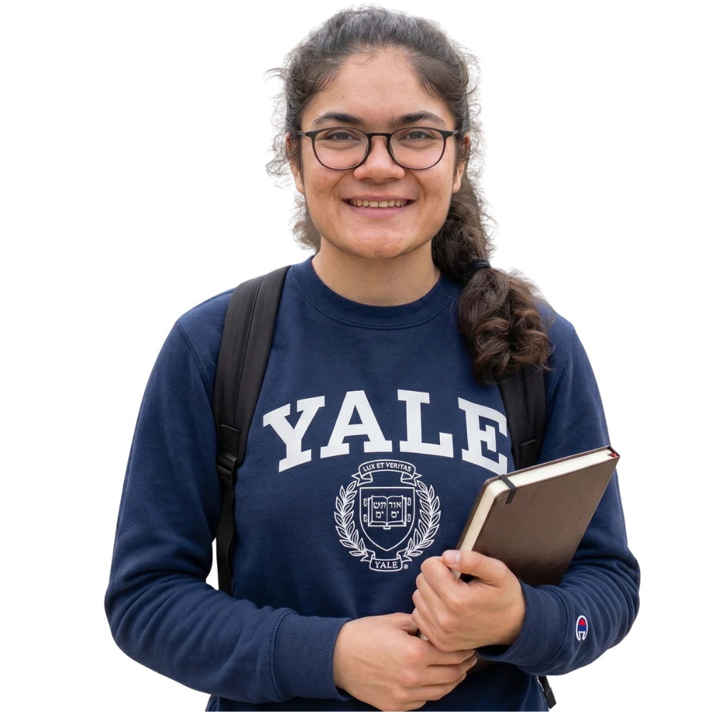 Blue Ocean student wearing a Yale sweatshirt